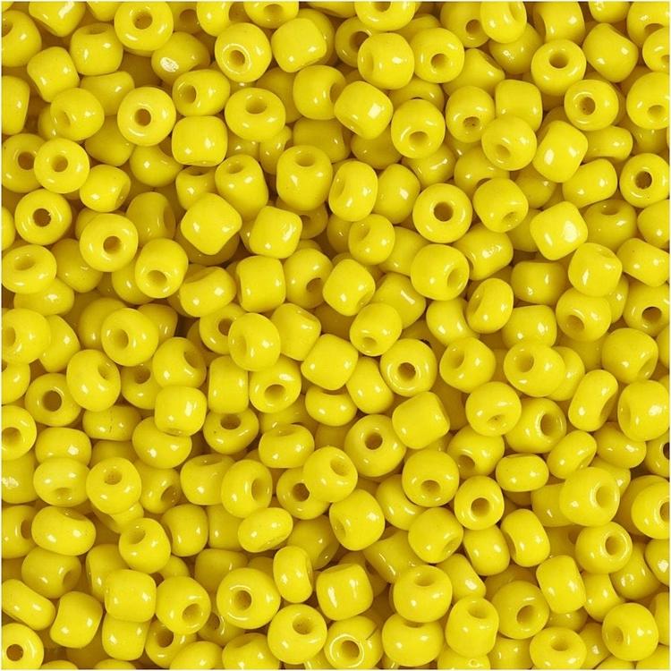 Rocaille-siemenhelmet, keltainen, halk. 3 mm, koko 8/0 , aukon koko 0,6-1,0 mm, 25 g/ 1 pkk