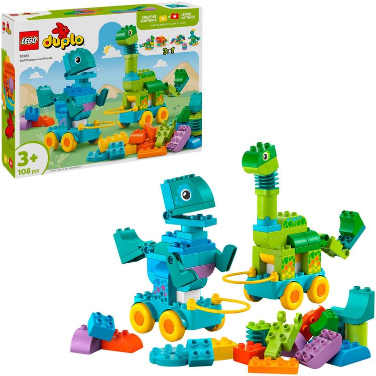 LEGO® DUPLO Town 10451 Dinosauruksia pyörien päällä – 3in1-setti