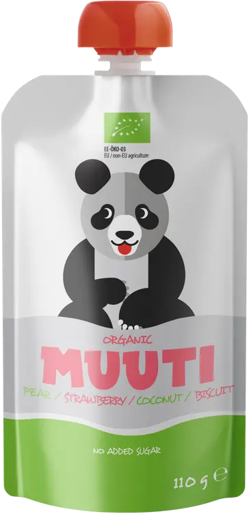 Muuti luomu päärynä-mansikkasose kookosmaidolla ja keksillä smoothie 110g 6kk