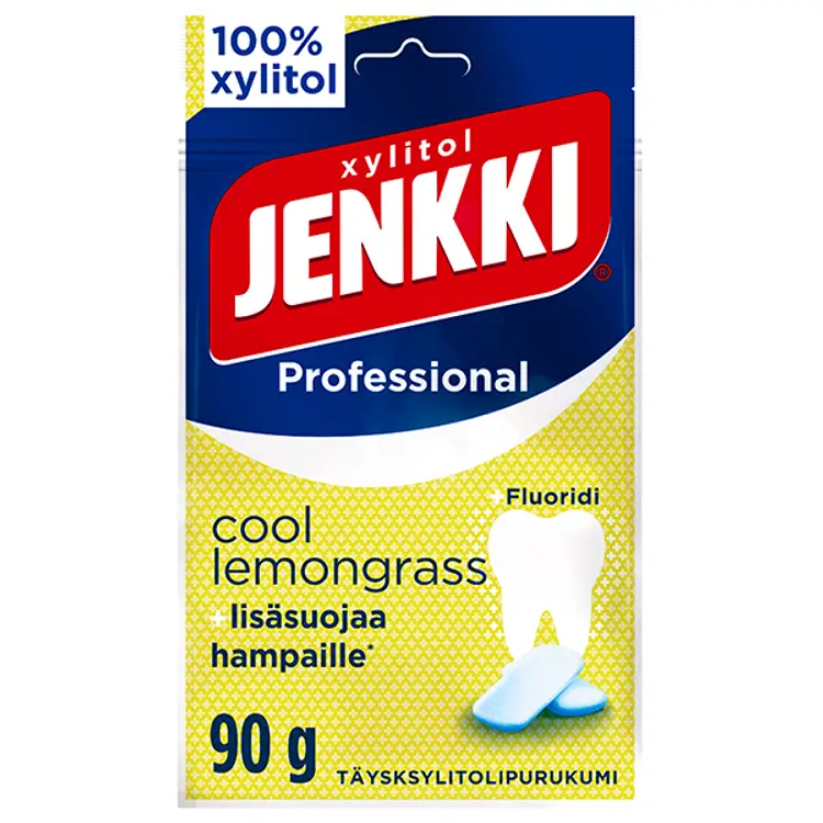 Jenkki Professional Cool Lemongrass +Fluoridi täysksylitolipurukumi 90g
