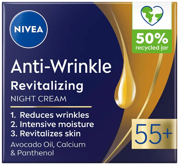 NIVEA Anti-Wrinkle Revitalizing Night Cream 55+ -yövoide 50ml