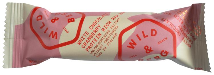 Wild&Berg proteiinirikas täysvälipala valkosuklaa-karpalo 40 g