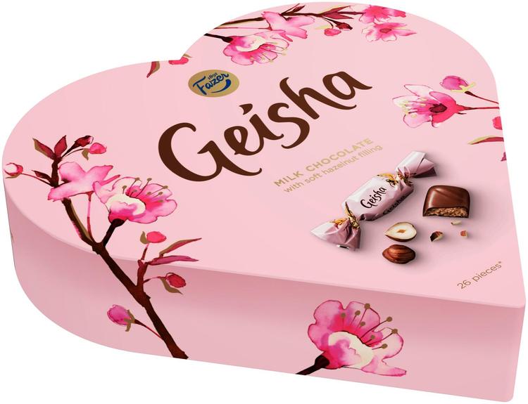 Fazer Geisha Sydän hasselpähkinänougat suklaakonvehti 190g