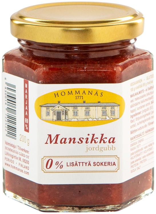Hommanäs mansikka, 0 % lisättyä sokeria, 200 g
