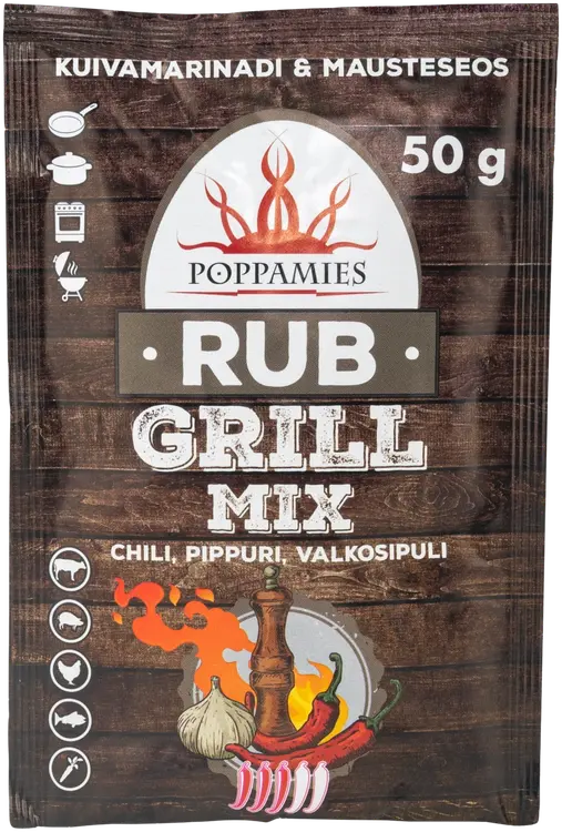 Poppamies Rub Grill Mix chili-pepper-garlic mausteseos 50g