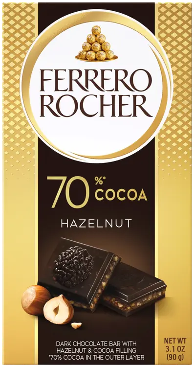Ferrero Rocher -tummasuklaa-hasselpähkinäsuklaalevy 90g