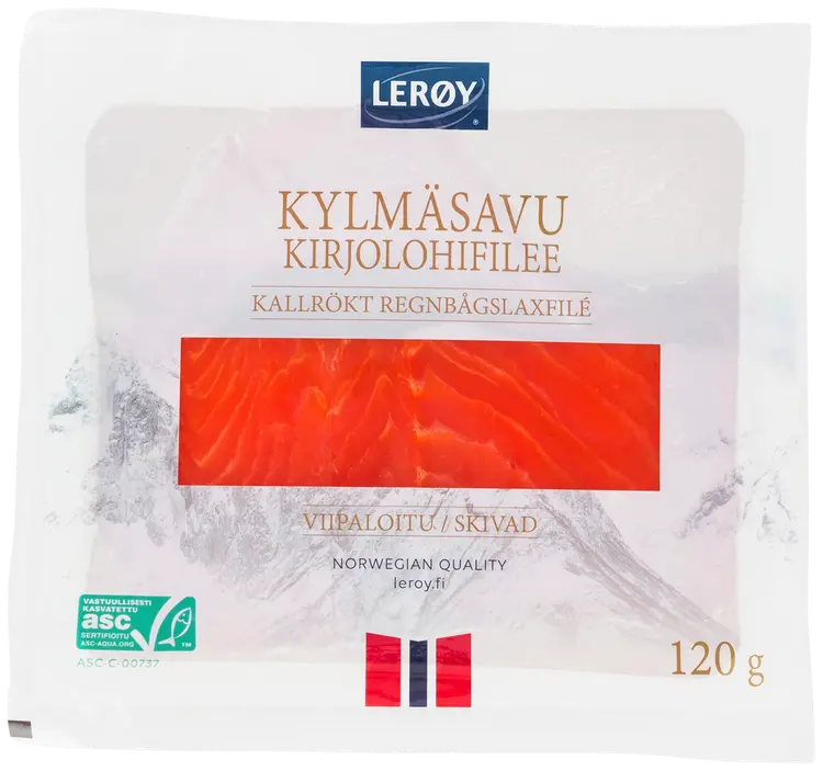 Leroy kylmäsavukirjolohifilee viipaloitu ASC 120 g