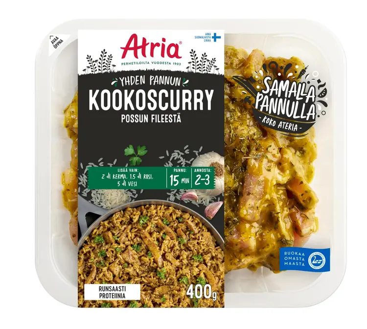 Atria Yhden Pannun Kookoscurry Possun Fileestä 400g