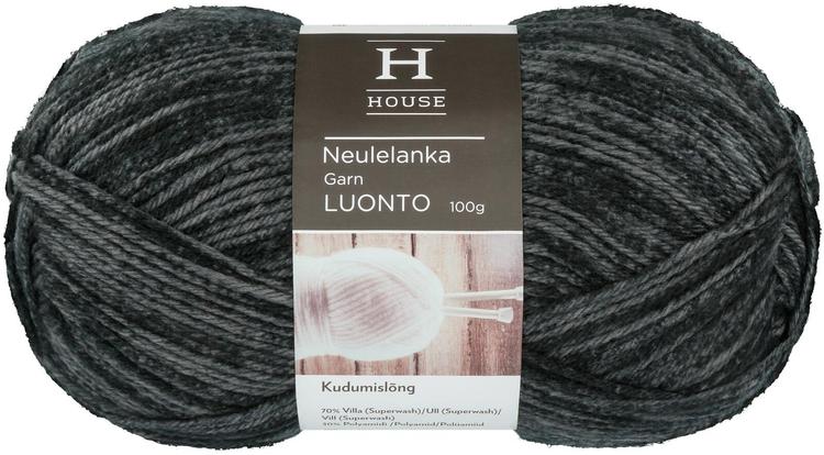 House kuviolanka Luonto 100 g Black 217/gray 13776