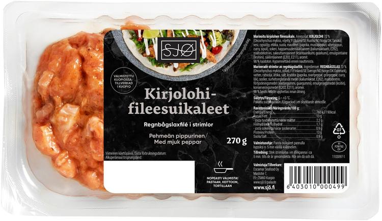 SJØ kirjolohifileesuikaleet pehmeän pippurinen 270g