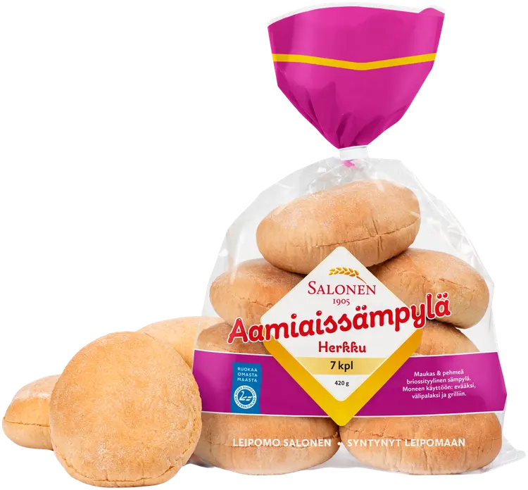 Leipomo Salonen Aamiaissämpylä herkku 7/420 g vehnäsämpylä, halkaistu