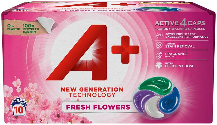 A+ Active4 Caps Fresh Flowers pyykinpesukapselit 10kpl