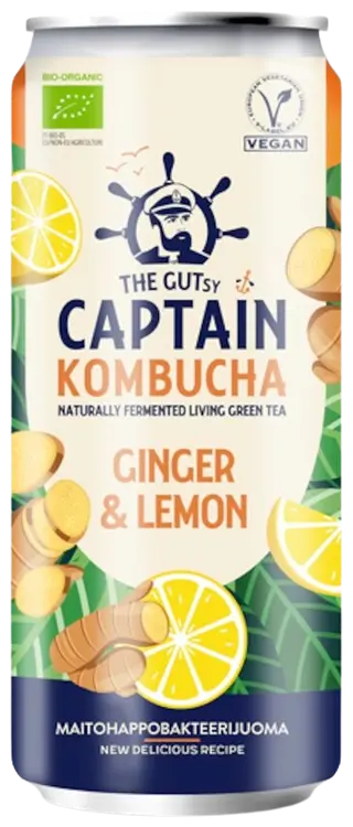 The Gutsy Captain Kombucha Ginger Lemon kombucha juoma LUOMU 250ml