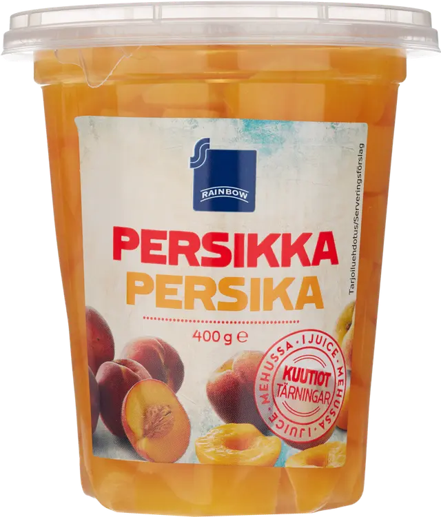Rainbow persikkakuutiot mehussa 400g/250 g