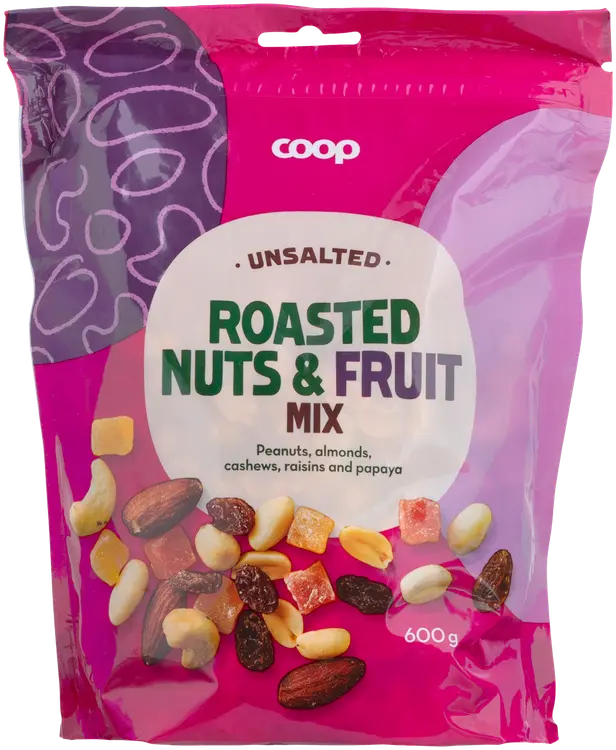 Coop pähkinä & hedelmäsekoitus paahdettu/suolaton 600 g