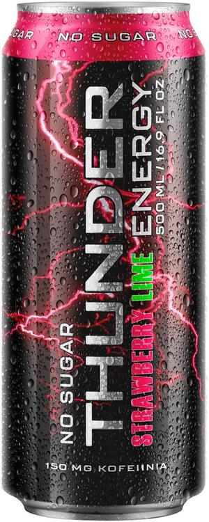 THUNDER ENERGY No sugar Strawberry-Lime energiajuoma 500 ml