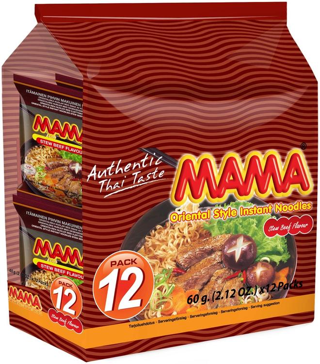 Mama 12-pack Itämainen naudanlihanmakuinen nuudeli 12x60g