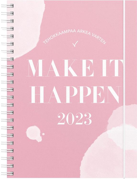 Burde vuosikalenteri 2023 Make It Happen, roosa, FSC Mix
