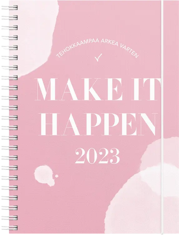 Burde vuosikalenteri 2023 Make It Happen, roosa, FSC Mix