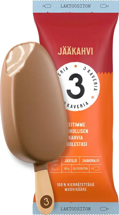 Kolmen Kaverin Jäätelö Laktoositon Jääkahvi jäätelöpuikko 110ml/80g