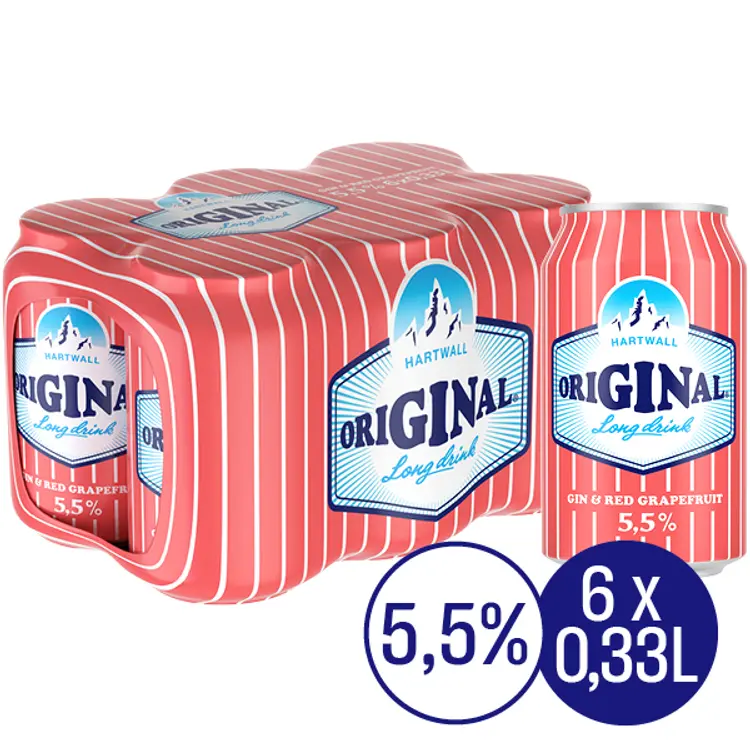 6 x Hartwall Original Long Drink Red Grapefruit 5,5% 0,33 l
