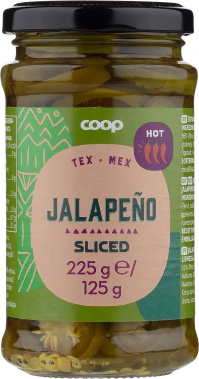 Coop jalapenoviipaleet suolaliemessä hot 225 g