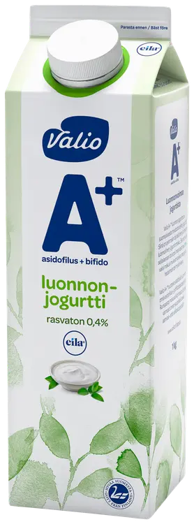 Valio A+™ luonnonjogurtti 1 kg rasvaton laktoositon