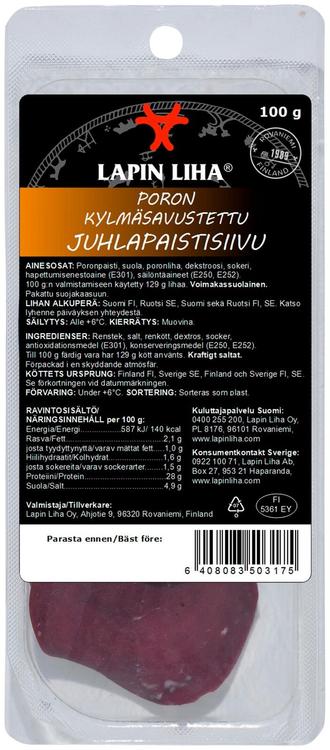 Lapin Liha Poron kylmäsavustettu juhlapaistisiivu 100g