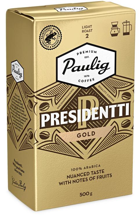 Paulig Presidentti Gold Label kahvi suodatinjauhatus 500g