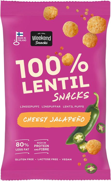 Weekend Snacks Juuston ja jalapenon makuinen puffattu linssisnacks 45g