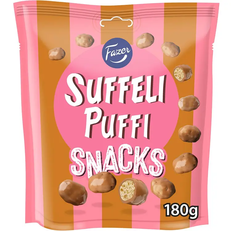 Fazer Suffeli Puffi Snacks suklaa karkkipussi 180g