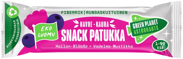 Green Planet Astronauts LUOMU kaurapatukka vadelma-mustikka 25g 12kk+