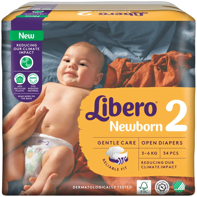 LIBERO Newborn teippivaippa , koko 2, 34 kpl, 3-6kg