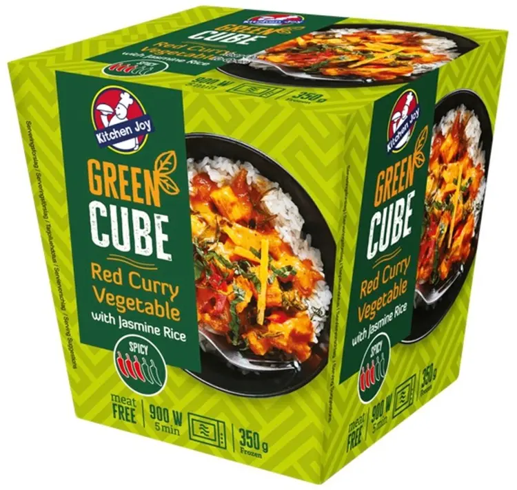 350g Kitchen Joy Thai-Cube Red curry -kasviksia ja jasmiiniriisiä, pakasteateria