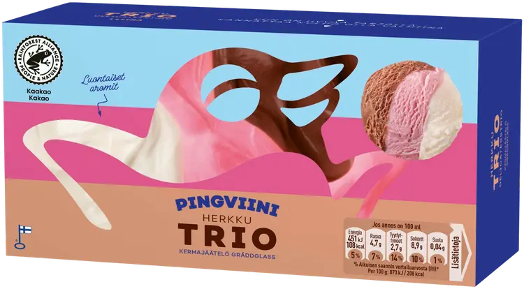 Pingviini Herkkutrio kermajäätelö kotipakkaus 1L/517g