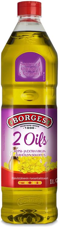 1L Borges 2 Oils Rypsi- ja neitsytoliiviöljysekoitus