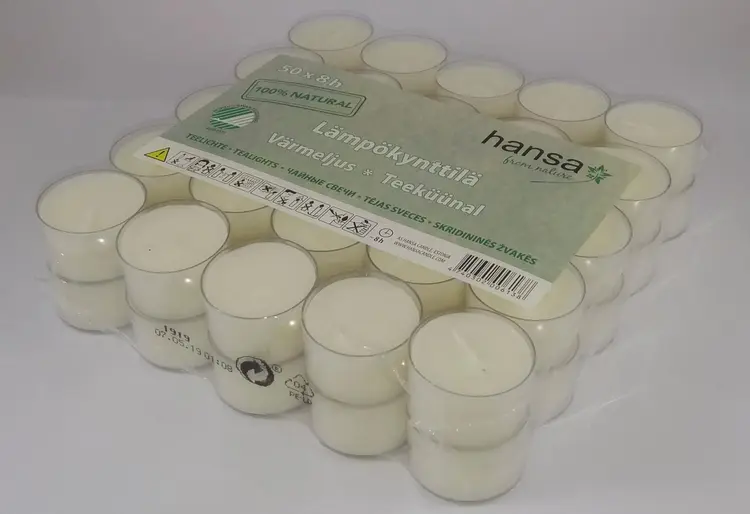 Hansa Candle lämpökynttilä 8h 50kpl muovikipossa JOUTSENMERKKI