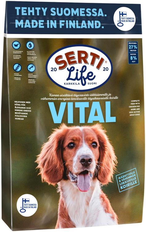 KOTIMAINEN SertiLife Vital, täysravinto iäkkäille koirille 4 kg