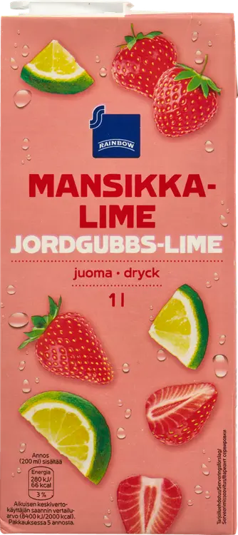 Rainbow Mansikka-limejuoma 1l