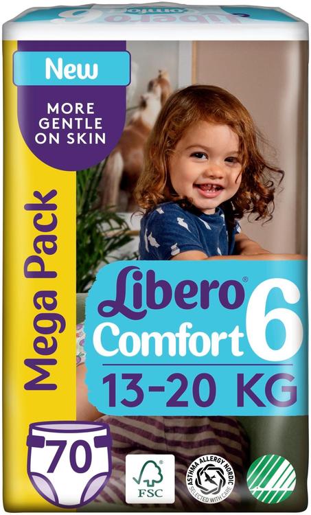 Libero Comfort teippivaippa koko 6, 13-20 kg, 70 kpl