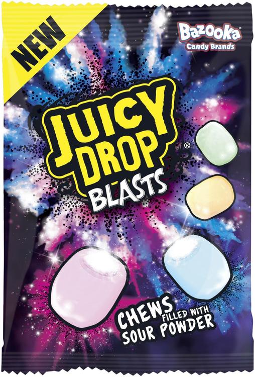 Bazooka Juicy Drop Blasts hedelmätoffee jauhetäytteellä 120g