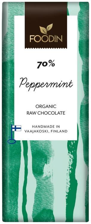 Foodin Piparminttu-raakasuklaa 70%, luomu, 40g