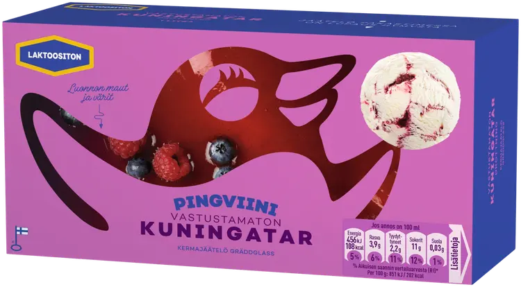 Pingviini Kuningatar Laktoositon kermajäätelö kotipakkaus 1L/536g