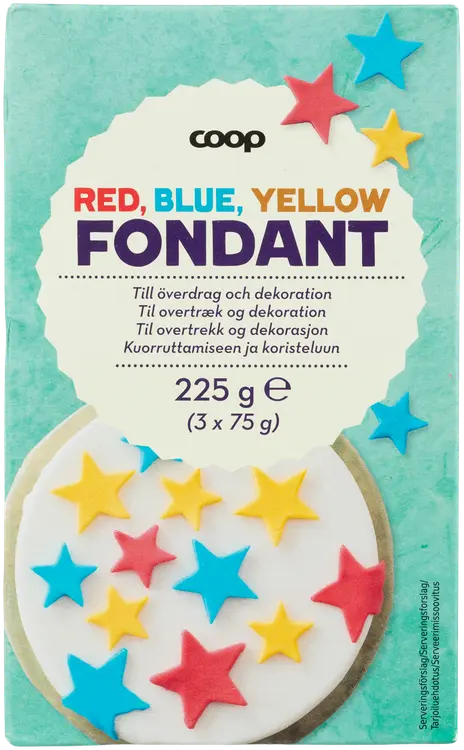 Coop sokerimassa 225 g punainen, sininen, keltainen