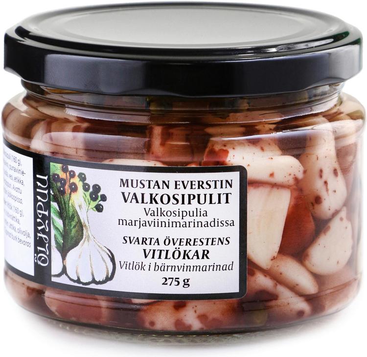 Öljypuu Mustan Everstin valkosipulit marjaviinimarinadissa 275/160g