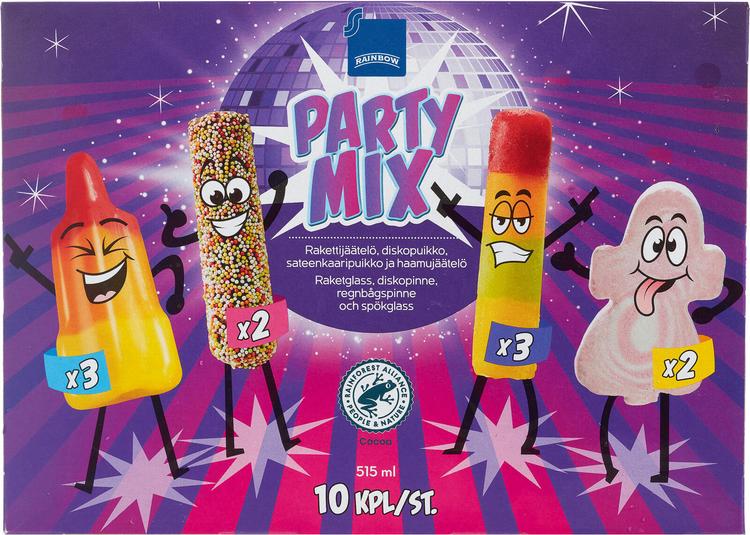 Rainbow 515ml party mix jäätelösekoitus 10kpl