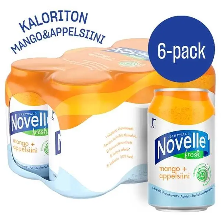 6 x Hartwall Novelle Fresh Mango-Appelsiini kivennäisvesi 0,33 l