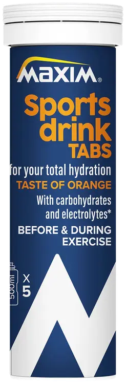 Maxim Total Hydration Orange taste appelsiininmakuinen hiilihydraatteja ja elektrolyyttejä sisältävä poretabletti 100g