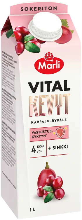 Marli Vital Kevyt Karpalo-rypäle + flavonoidit + sinkkilaktaatti mehujuoma 1 L