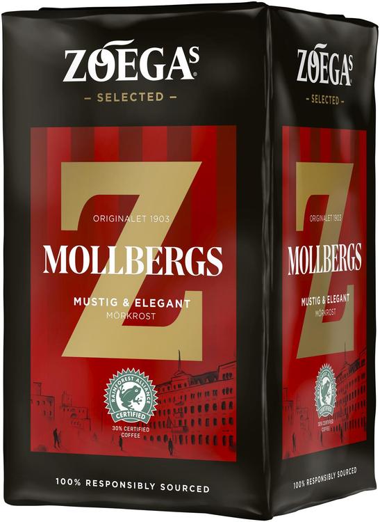 Zoégas 450g Mollbergs tummapaahtoinen suodatinkahvi